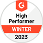  High Performer in Landing Page Builders - G2 Winter 2023 Report